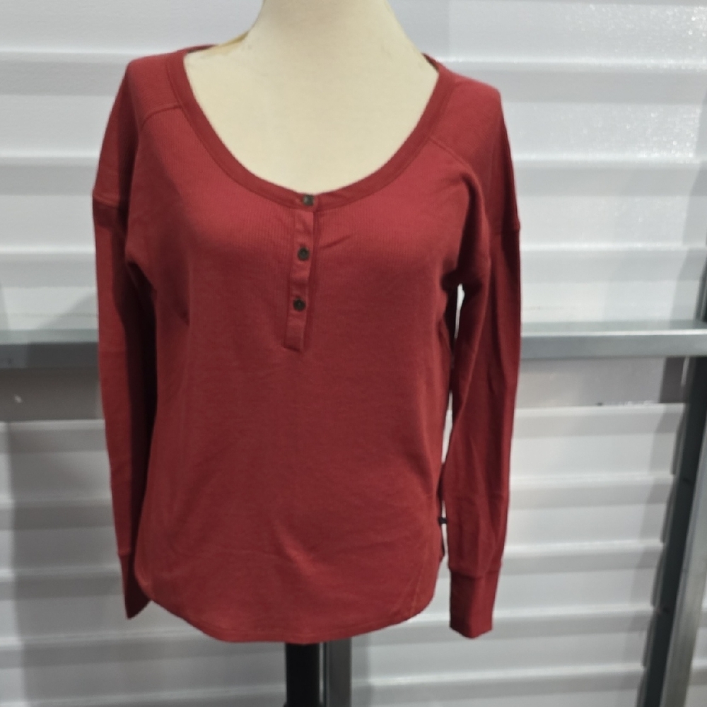 Ocen+Coast Button Down Red Women's Long Sleeve Top Size XL